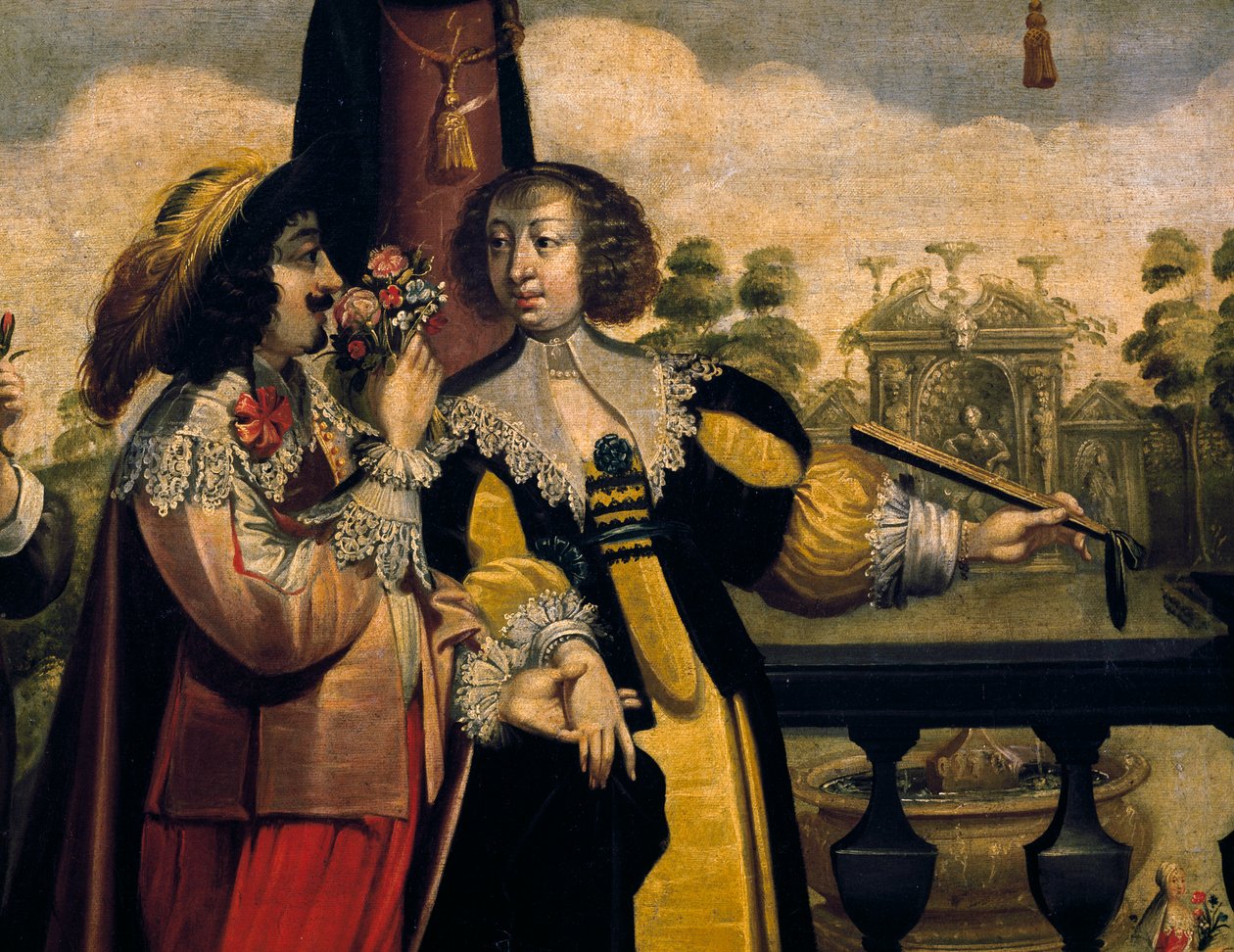 嗅觉，约 1635 年，亚伯拉罕·博斯（Abraham Bosse，1604-1676 年），根据未知艺术家的一系列 5 幅画作，细节。 法国 作者 亚伯拉罕·博斯（Abraham Bosse）