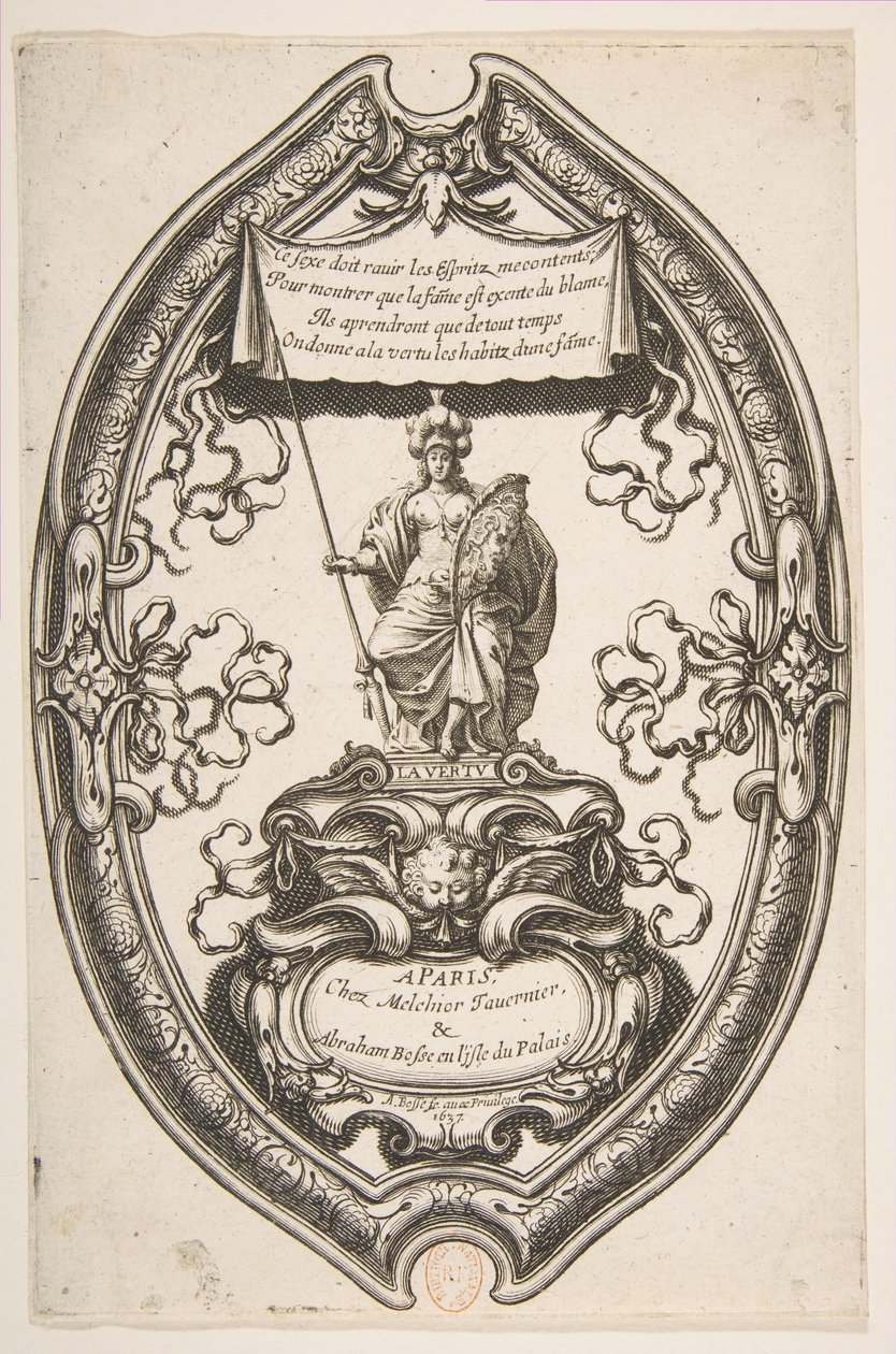 美德：雅典娜，1637年。 作者 亚伯拉罕·博斯（Abraham Bosse）