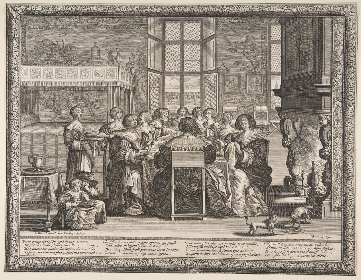 在没有丈夫的情况下，餐桌上的妻子，ca。 1635-36。 作者 亚伯拉罕·博斯（Abraham Bosse）