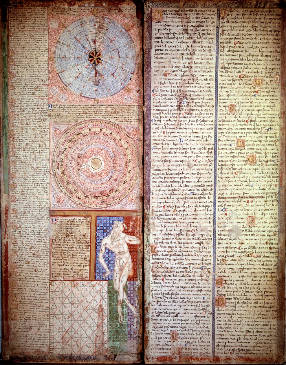 占星术和天文图。摘自Abraham Cresques（1325-1387）的《加泰罗尼亚地图集》（加泰罗尼亚地图）的页面 作者 亚伯拉罕·克雷斯克斯