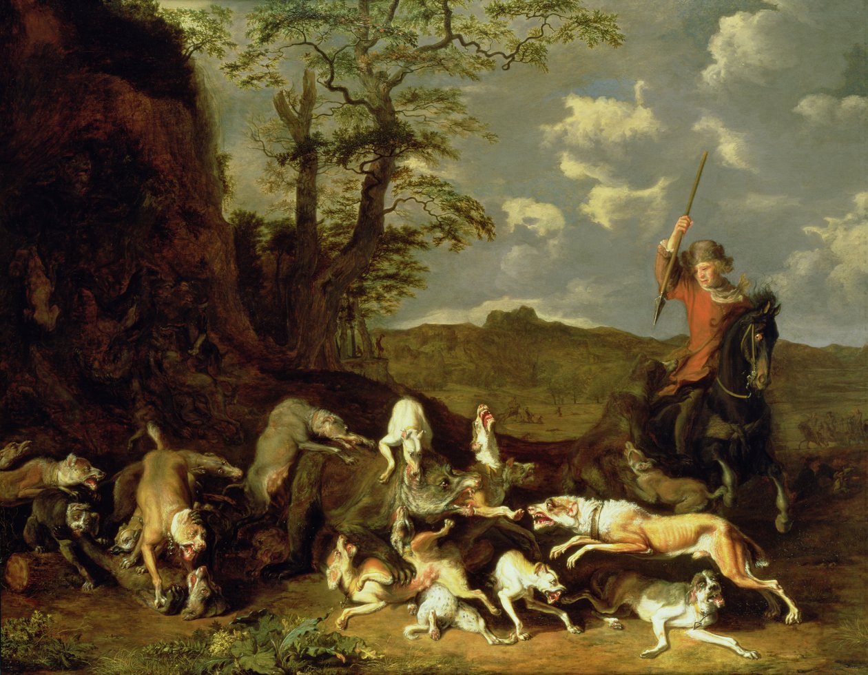 A Bear Hunt，1655 作者 亚伯拉罕·丹尼尔斯（Abraham Danielsz）。洪迪斯