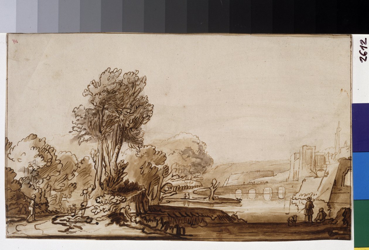 "通往城堡的大门"，亚伯拉罕-弗内里斯（1628-1698 年）17 世纪水墨画，莫斯科普希金博物馆 作者 亚伯拉罕·弗纳里斯（Abraham Furnerius）