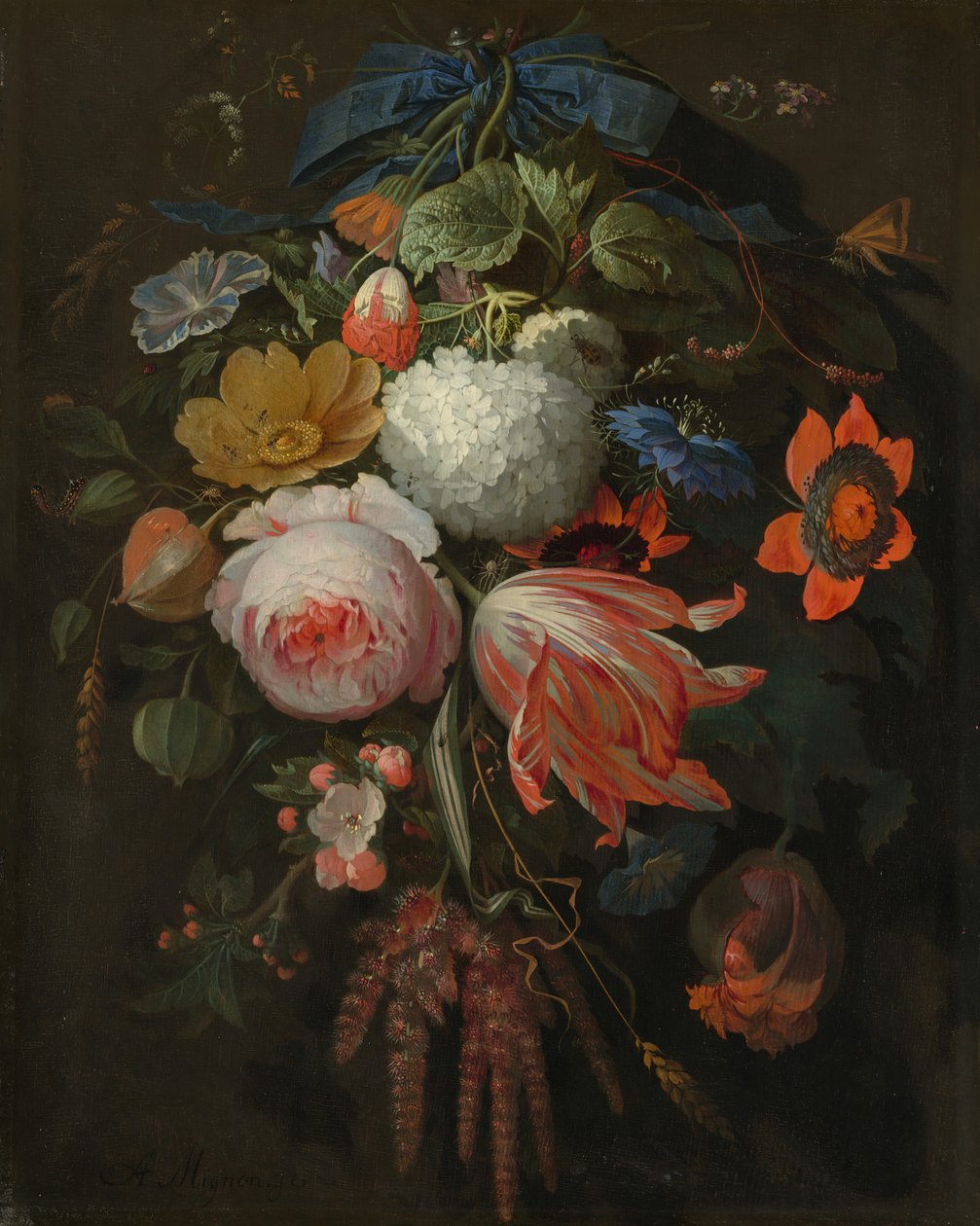 悬挂的花束 作者 亚伯拉罕·米尼翁（Abraham Mignon）