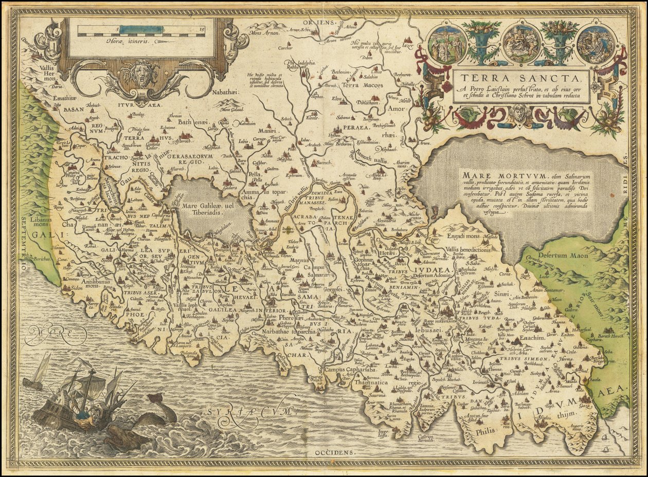 1584 map - Terra Sancta, a Petro Laicstain perlustrata, et ab eius ore et schedis a Christiano Schrot in tabulam redacta 作者 亚伯拉罕·奥特里乌斯（Abraham Ortelius）