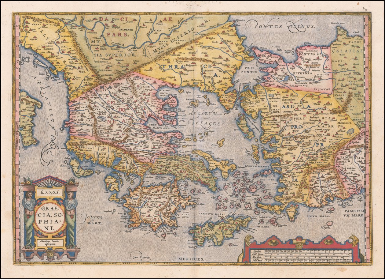 亚伯拉罕-奥特留斯绘制的 1584 年希腊和西土耳其地图 作者 亚伯拉罕·奥特里乌斯（Abraham Ortelius）