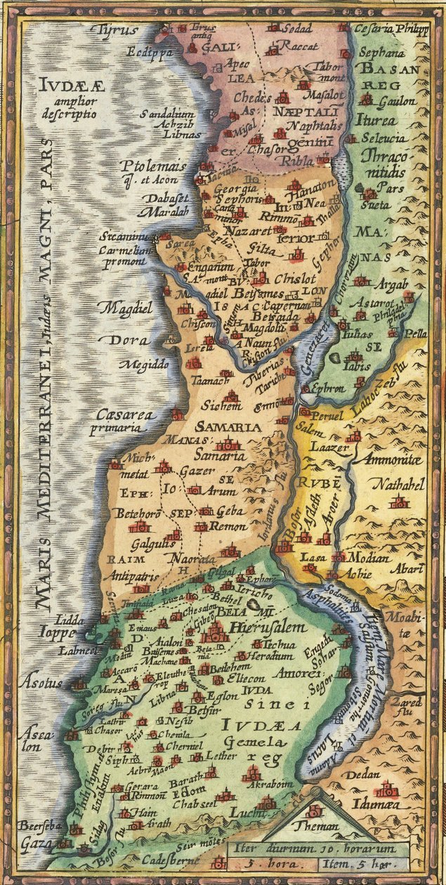 1624 年亚伯拉罕-奥特留斯绘制的圣地详图 作者 亚伯拉罕·奥特里乌斯（Abraham Ortelius）