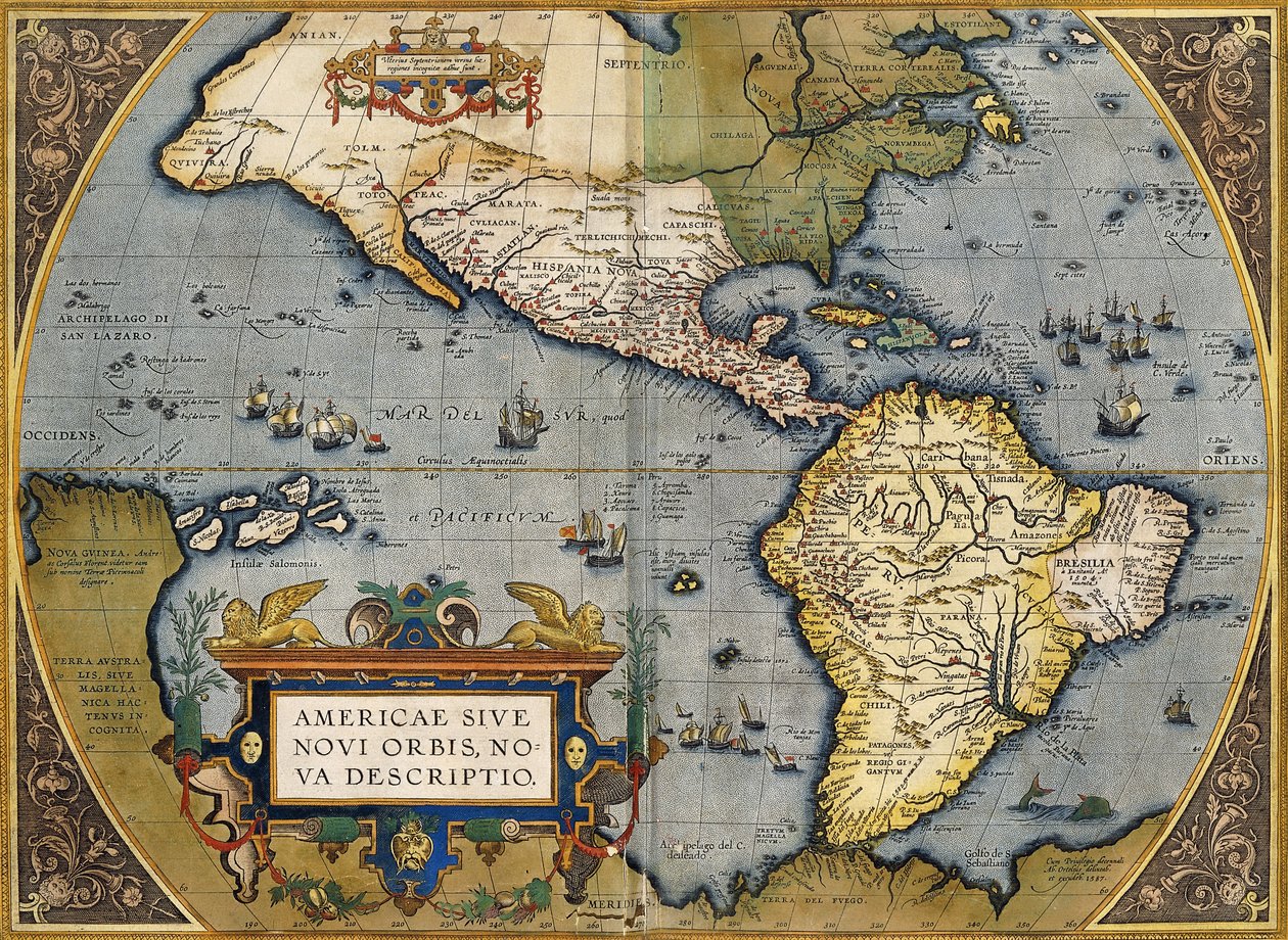 美国地图，1612年 作者 亚伯拉罕·奥特里乌斯（Abraham Ortelius）