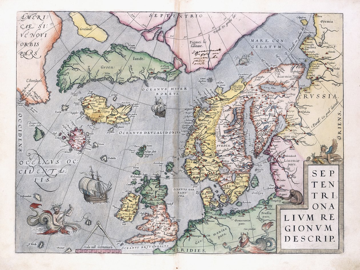 北欧双页地图，1575年 作者 亚伯拉罕·奥特里乌斯（Abraham Ortelius）