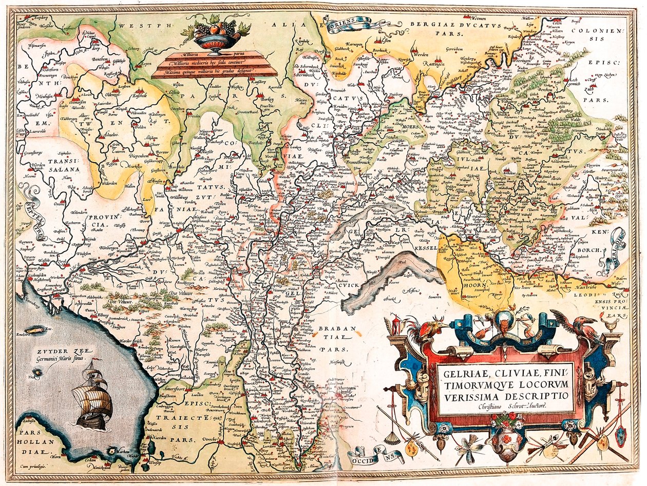 Gelriae、君子兰的邻居Qe非常真实地描述了当地的Christian Schrot。 作者。 Gerard Mercator (Oertel, Ortello 或 Ortel 作者 亚伯拉罕·奥特里乌斯（Abraham Ortelius）