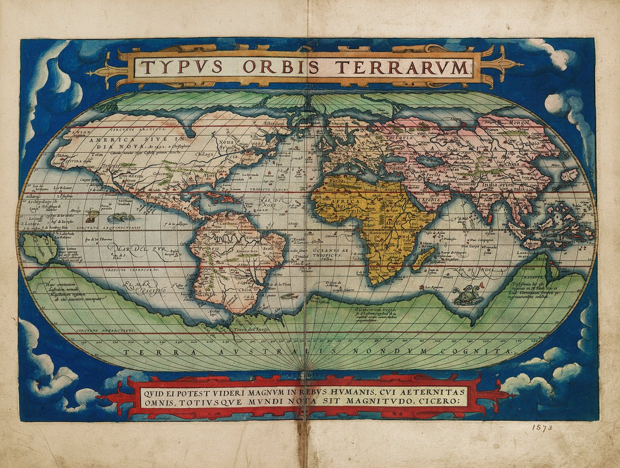 世界地球仪图像 作者 亚伯拉罕·奥特里乌斯（Abraham Ortelius）