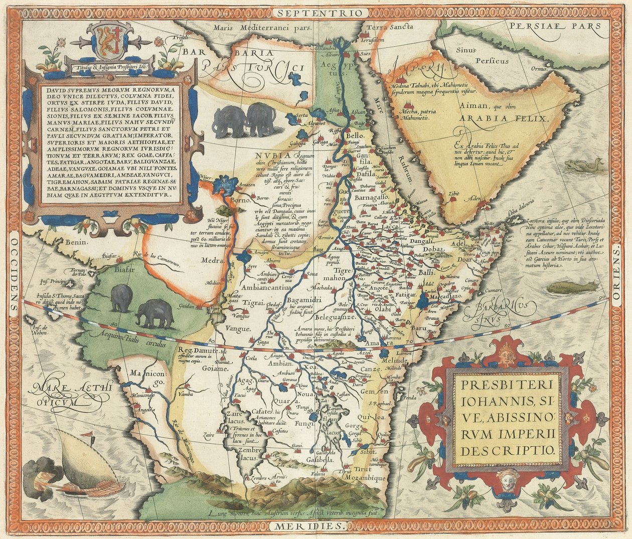 非洲和阿拉伯半岛地图， 作者 亚伯拉罕·奥特里乌斯（Abraham Ortelius）