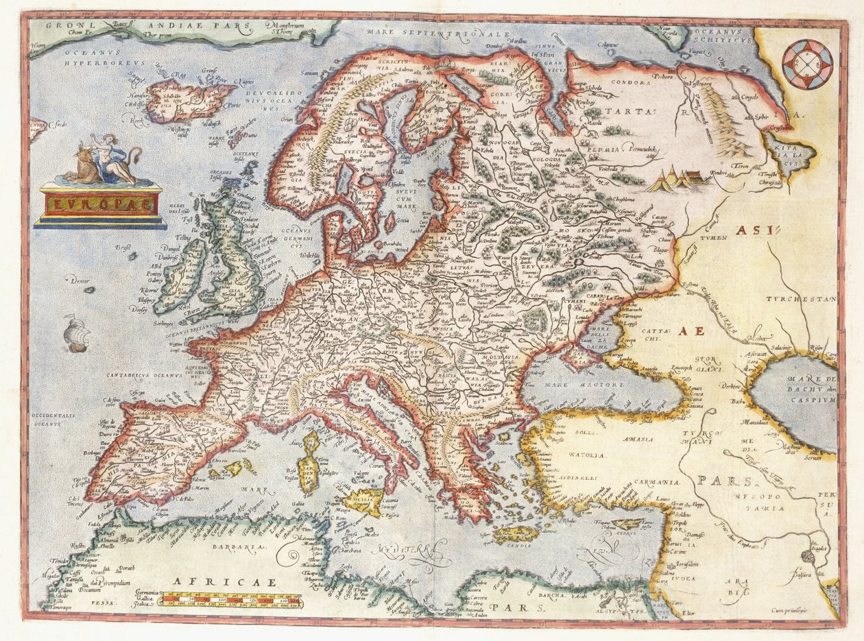 欧洲地图，1587年 作者 亚伯拉罕·奥特里乌斯（Abraham Ortelius）