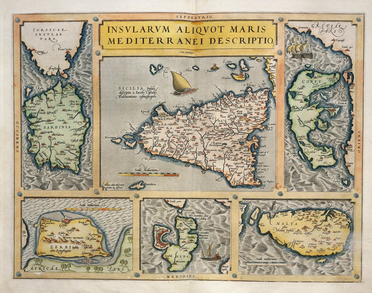 地中海岛屿地图 作者 亚伯拉罕·奥特里乌斯（Abraham Ortelius）
