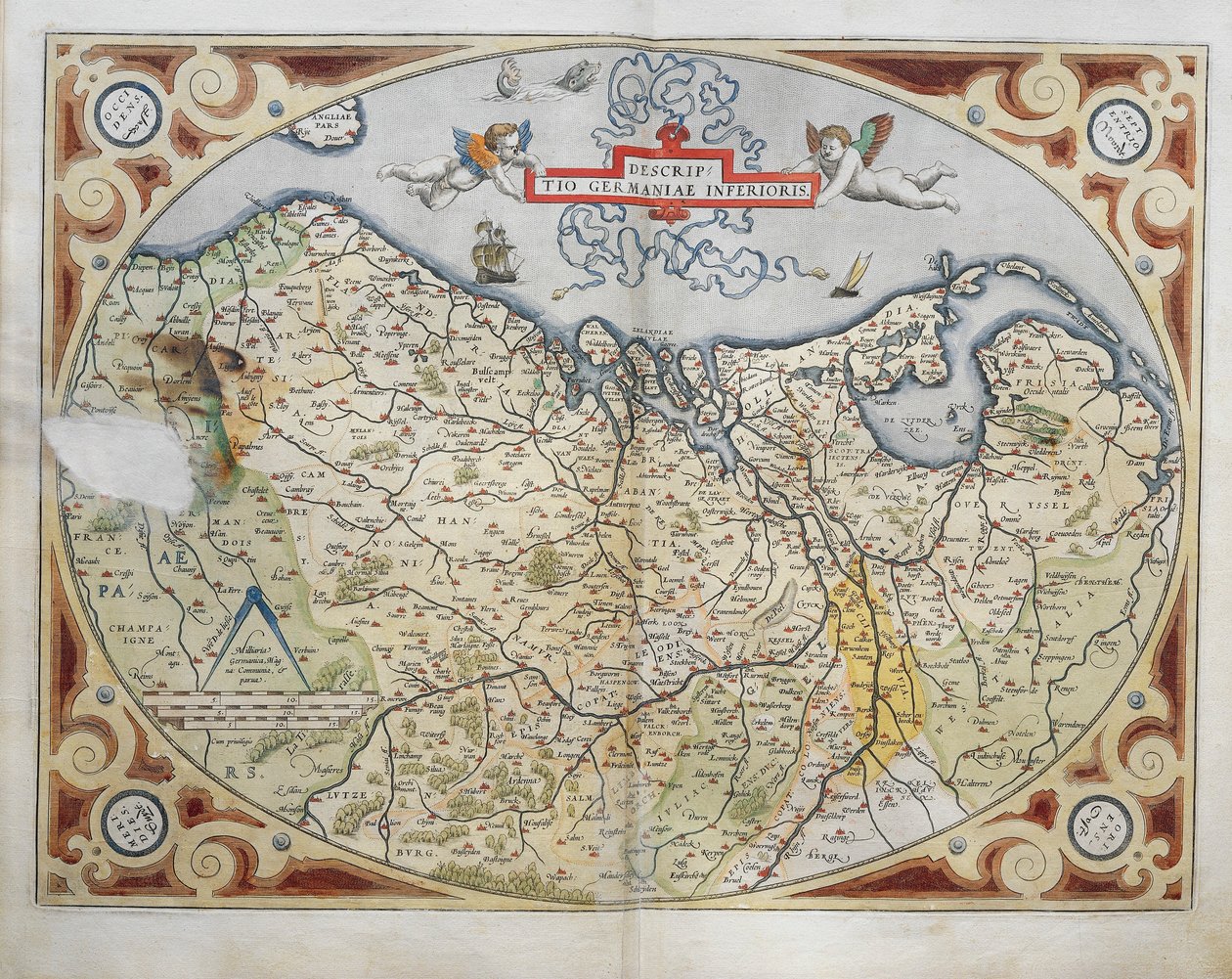 荷兰地图，摘自亚伯拉罕-奥特留斯的《地球地图》（Theatrum Orbis Terrarum）。 作者 亚伯拉罕·奥特里乌斯（Abraham Ortelius）