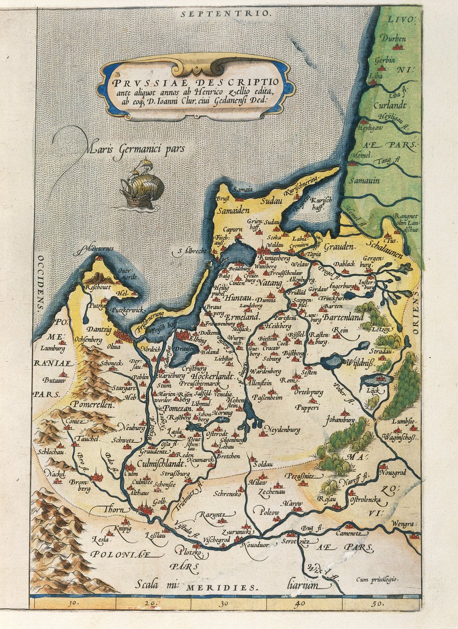 普鲁士地图，摘自亚伯拉罕-奥特留斯的《世界地图》（Theatrum Orbis Terrarum）。 作者 亚伯拉罕·奥特里乌斯（Abraham Ortelius）