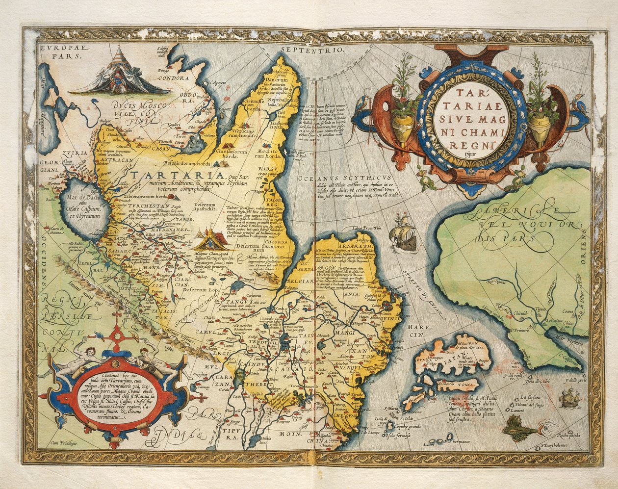 中亚北部鞑靼的地图，摘自亚伯拉罕-奥特留斯的《地球地图》（Theatrum Orbis Terrarum）。 作者 亚伯拉罕·奥特里乌斯（Abraham Ortelius）
