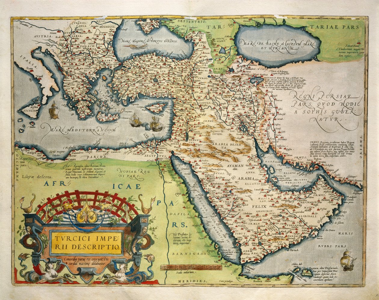 土耳其地图，摘自亚伯拉罕-奥特留斯的《地球地图》（Theatrum Orbis Terrarum）。 作者 亚伯拉罕·奥特里乌斯（Abraham Ortelius）
