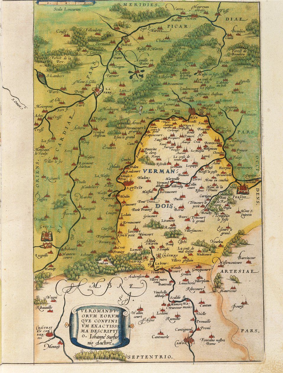 维尔曼多瓦地图，摘自亚伯拉罕-奥特留斯的《地球地图》（Theatrum Orbis Terrarum）。 作者 亚伯拉罕·奥特里乌斯（Abraham Ortelius）
