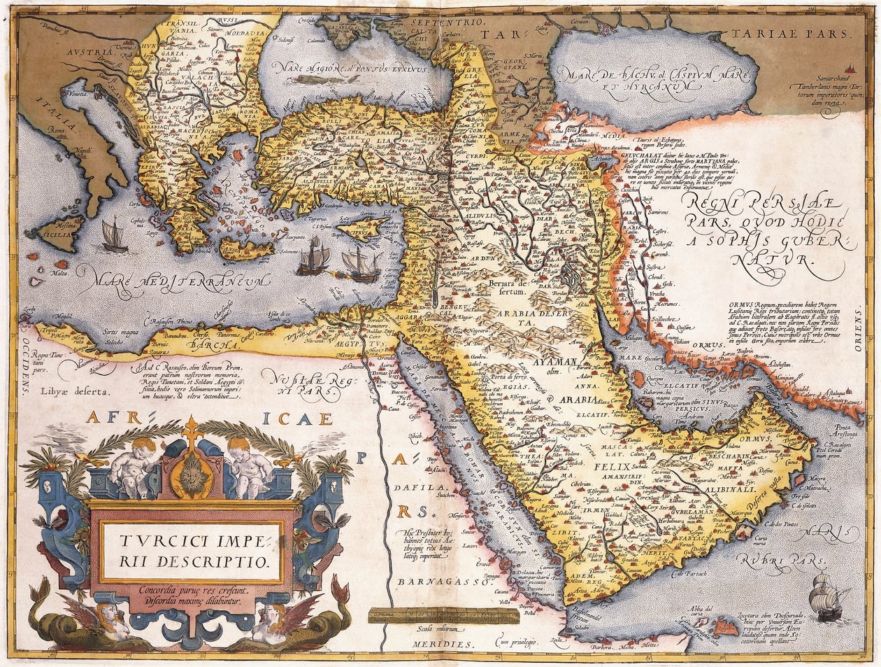 土耳其帝国地图， 作者 亚伯拉罕·奥特里乌斯（Abraham Ortelius）