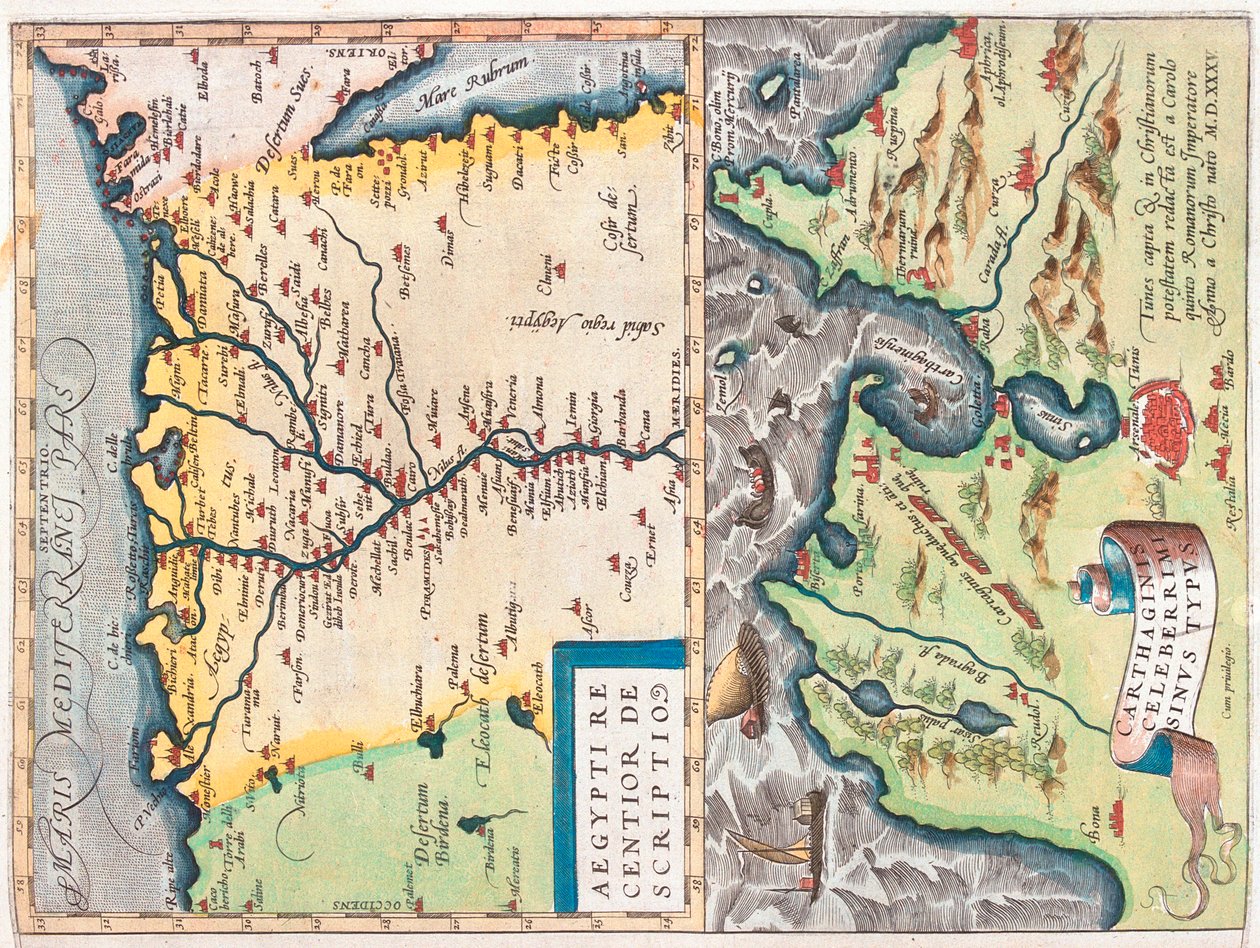 埃及东北部、突尼斯、埃及、突尼斯 作者 亚伯拉罕·奥特里乌斯（Abraham Ortelius）