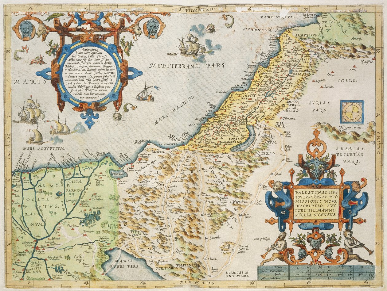 巴勒斯坦，亚伯拉罕-奥特里奥，来自安特卫普的Theatrum Orbis Terrarum，图版。 作者 亚伯拉罕·奥特里乌斯（Abraham Ortelius）