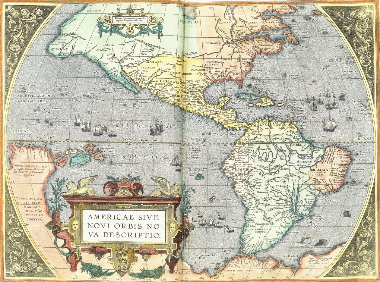 美洲，1592年 作者 亚伯拉罕·奥特里乌斯（Abraham Ortelius）