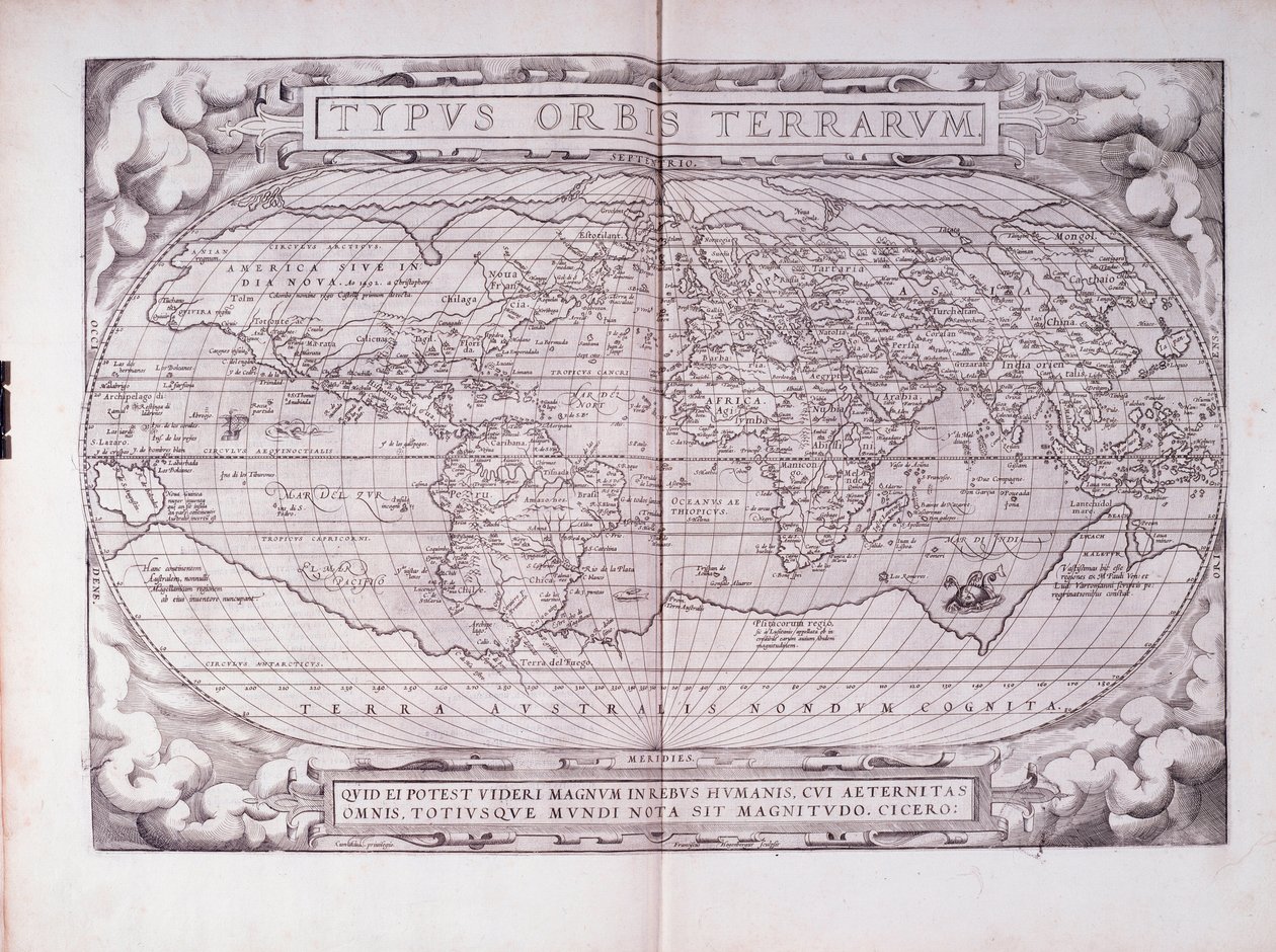 类型世界，portulan （雕刻 作者 亚伯拉罕·奥特里乌斯（Abraham Ortelius）
