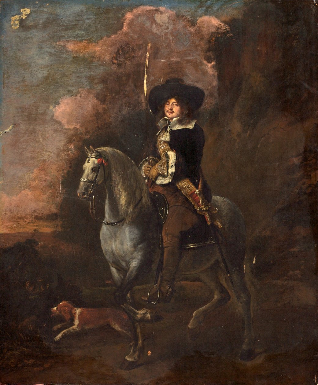 骑马在灰马，c.1660 作者 亚伯拉罕·彼得斯（Abraham Pietersz）。范·卡拉雷特