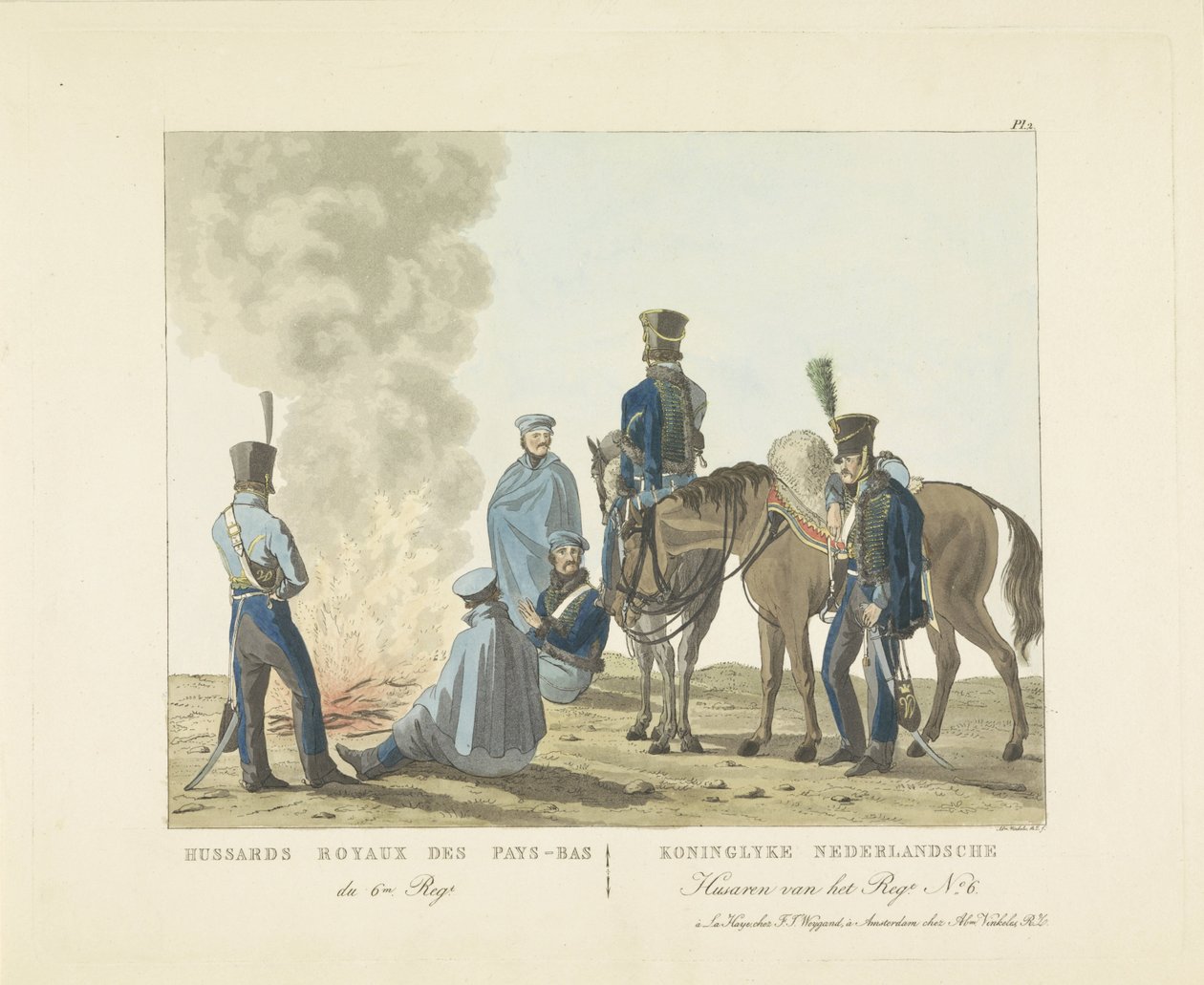 第 6 军团轻骑兵，1820-1825 年
Hussards Royaux des Pays-Bas du 6m.Regt./ Koninglyke Nederlandsche Husaren van het Regt.第 6 号（标题在实物上） 作者 亚伯拉罕·文克勒斯