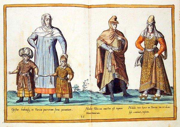 十六世纪的服装来自《Omnium Poene Gentium Imagines》，在科隆出版。 作者 亚伯拉罕·德·布鲁因