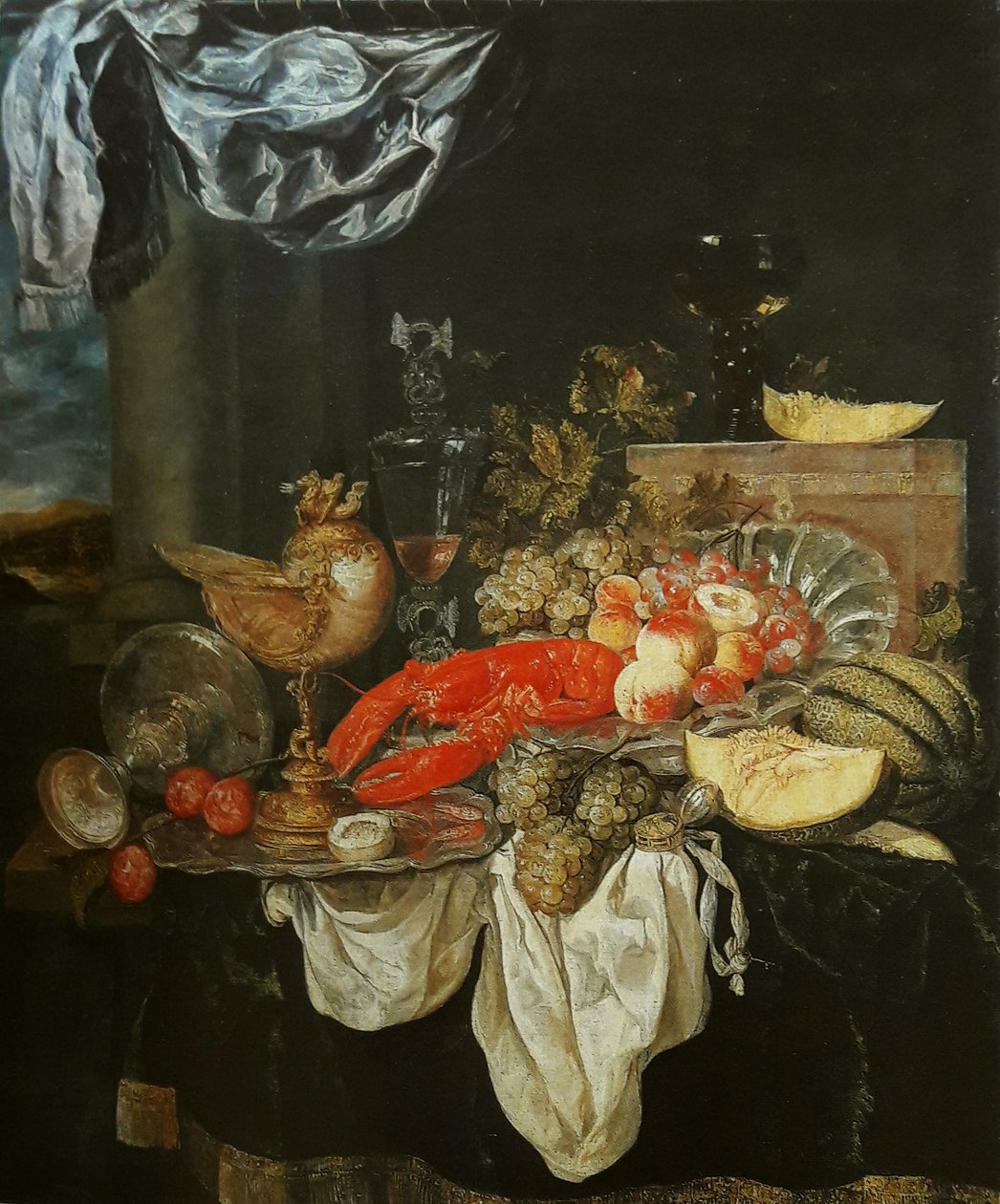 德语: Großes Stillleben mit Hummer 有龙虾的大型静物画 作者 亚伯拉罕·范·贝吉伦