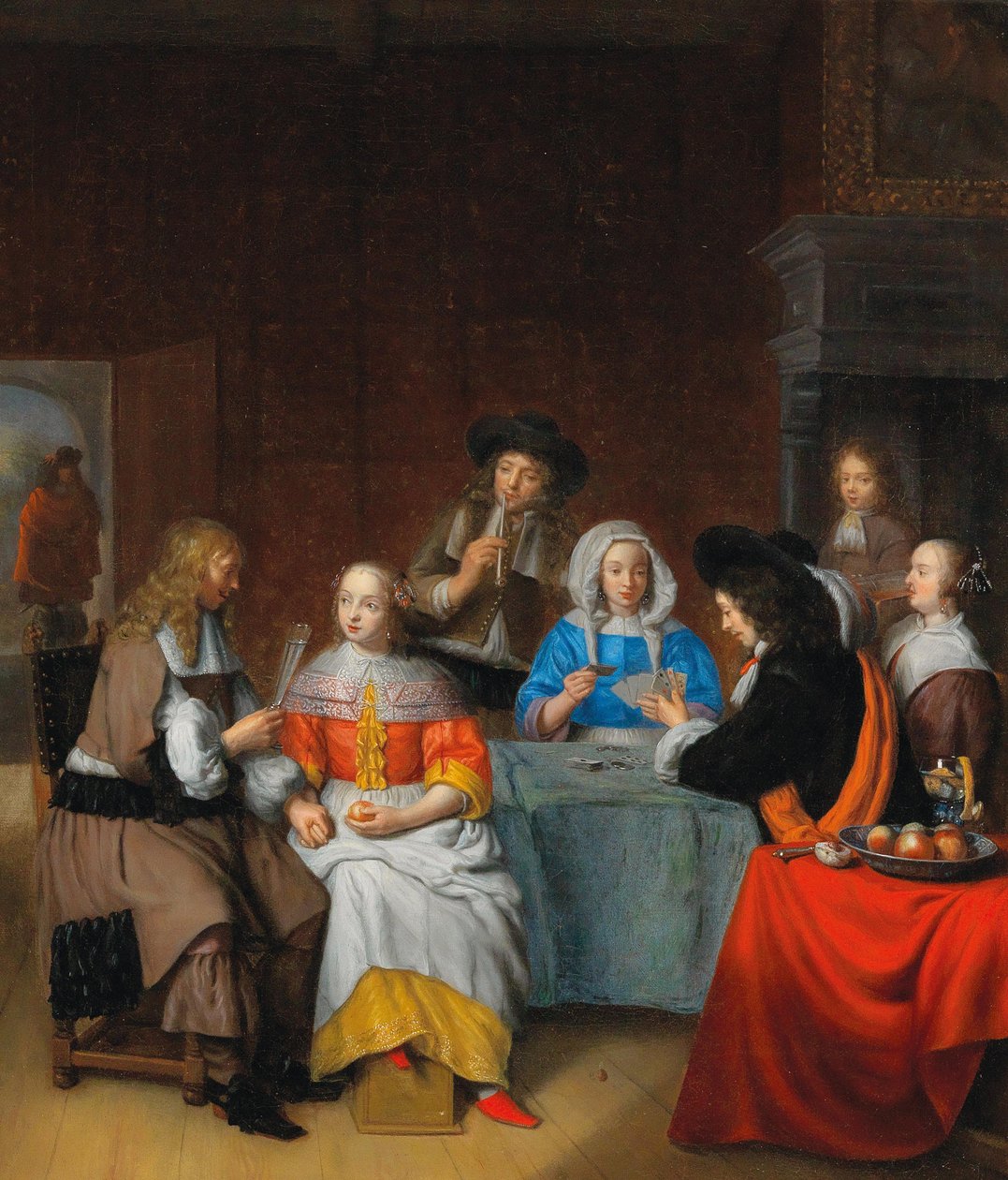 内部有一个优雅的协会扑克牌，1660年代。 作者 亚伯拉罕·范·迪克（Abraham van Dijck）