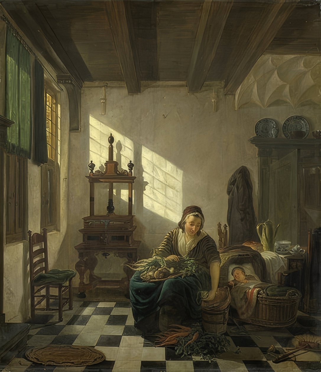 家庭主妇。 1800-11 作者 亚伯拉罕·范·斯特赖（Abraham van Strij）