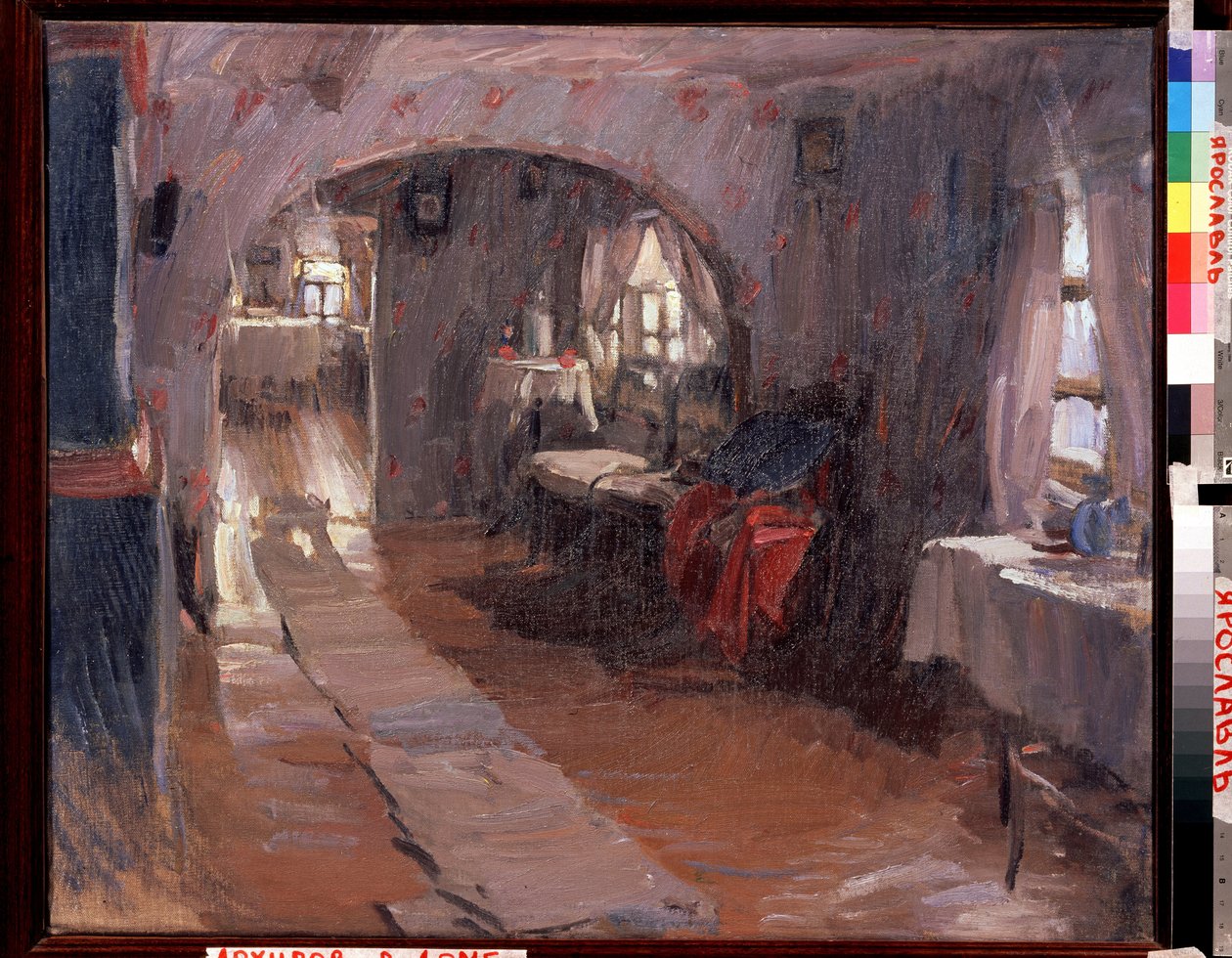 在乡间别墅里Abram Yefimovich Arkhipov（1862-1930 年）的画作。布面油画，71.5 x 88 厘米 作者 亚伯兰·埃菲莫维奇·阿尔希波夫