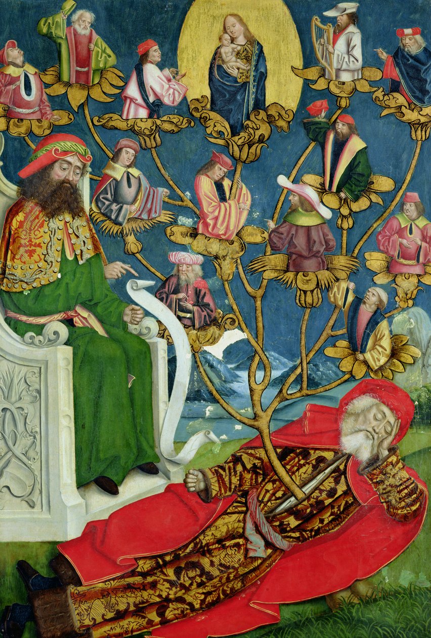 来自圆顶祭坛的杰西之树，1499年（面板上的蛋彩画）（见145501-15） 作者 绝对静音
