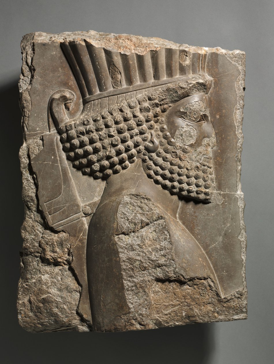 波斯波利斯（Persepolis）Xerxes宫殿墙壁装饰的片段：“卫兵”游行，公元前486-465年 作者 阿契美尼德