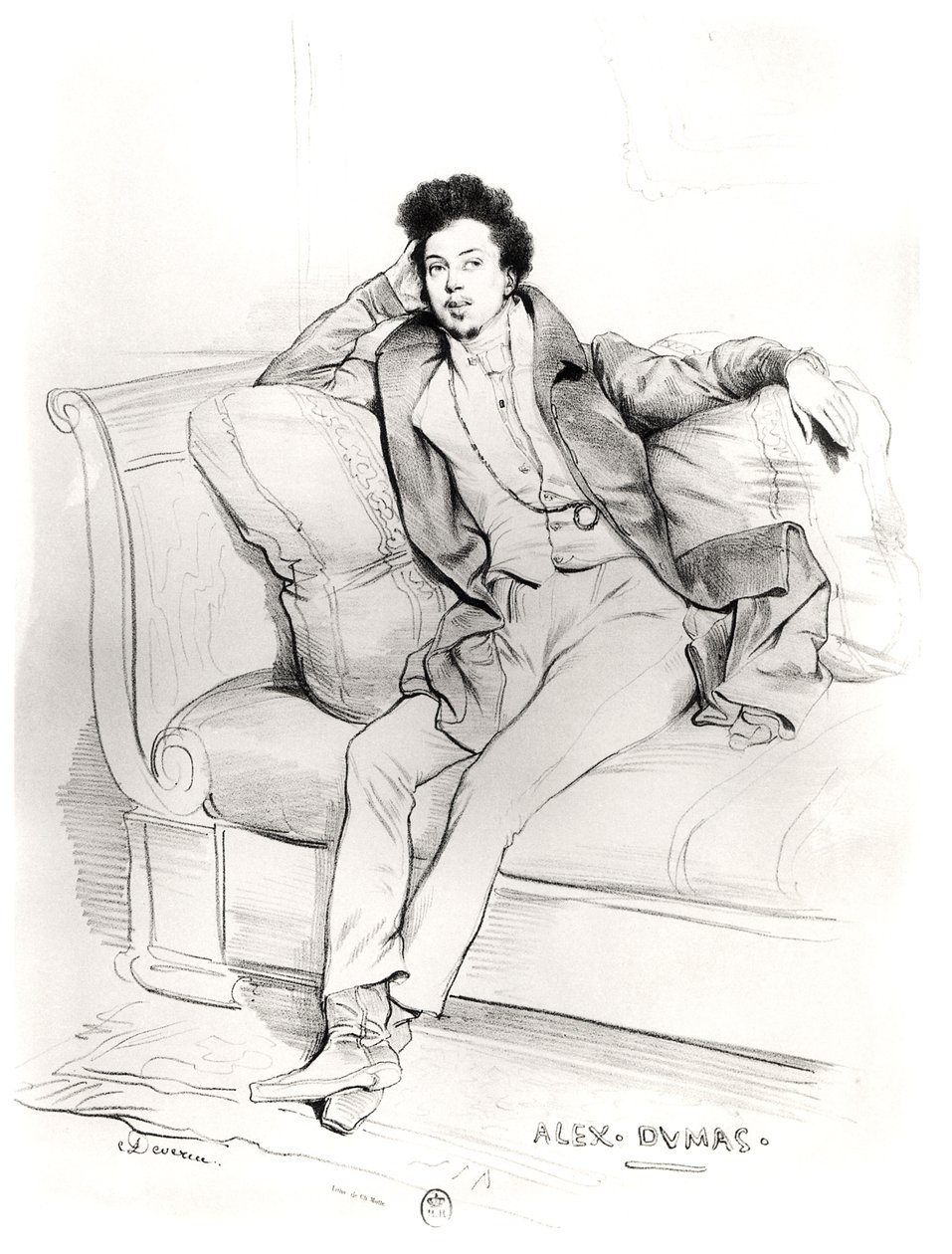 Alexandre Dumas Pere（1803-70）由Charles Etienne Pierre Motte（1785-1836）刻 作者 阿基尔·德维里亚