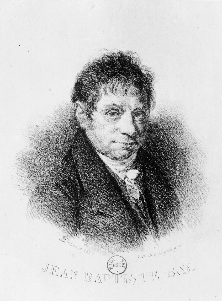 Jean Baptiste Say（1767-1832）的肖像，由Godefroy Engelmann（1788-1839）刻（石版画） 作者 阿基尔·德维里亚