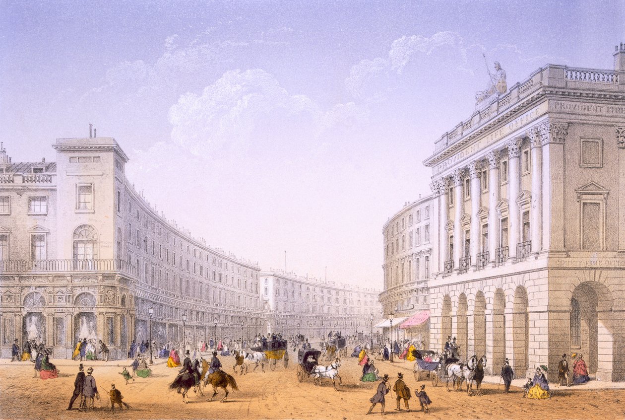 The Quadrant and Regent Street，London，1862 作者 阿基里·路易斯·马丁内特