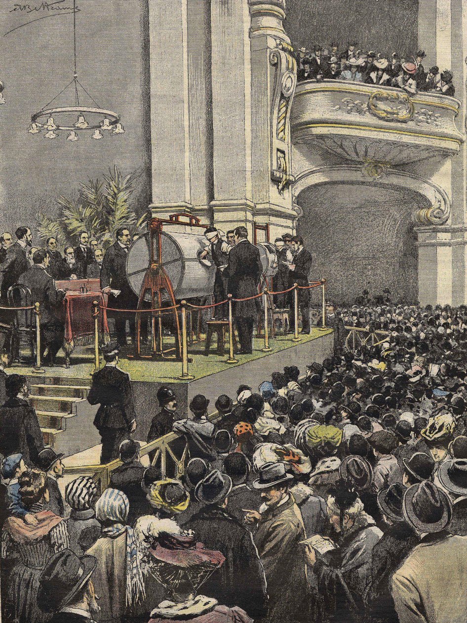 1907年米兰彩票的开奖。Achille Beltrame的插图。 作者 阿基里·贝尔特拉姆（Achille Beltrame）