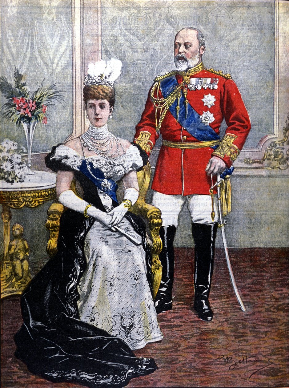 英国国王爱德华七世（1841-1910）与亚历山德拉王后在1902年的合影。 作者 阿基里·贝尔特拉姆（Achille Beltrame）