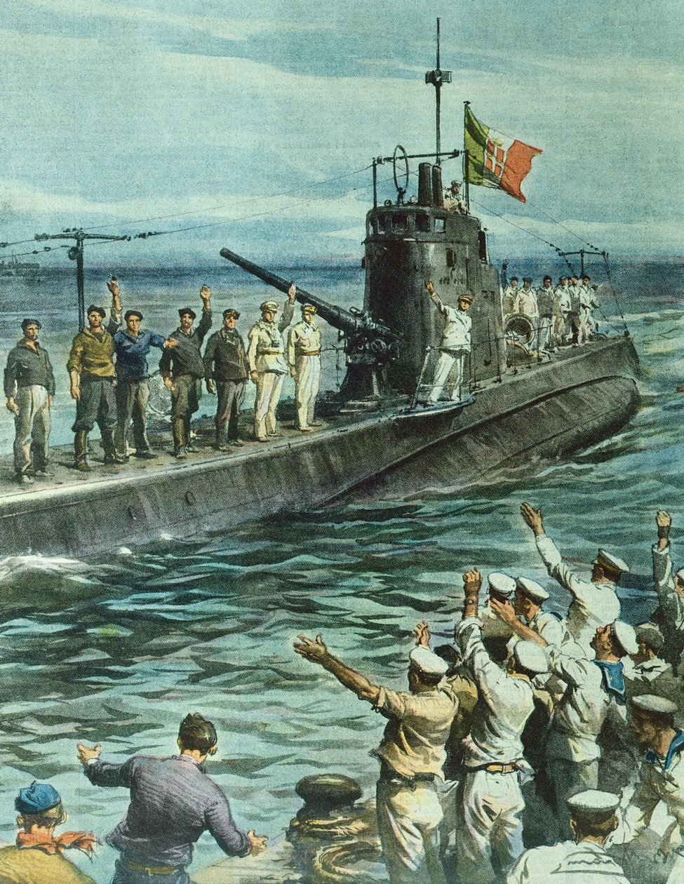 9月7日，潜水艇返回基地 作者 阿基里·贝尔特拉姆（Achille Beltrame）
