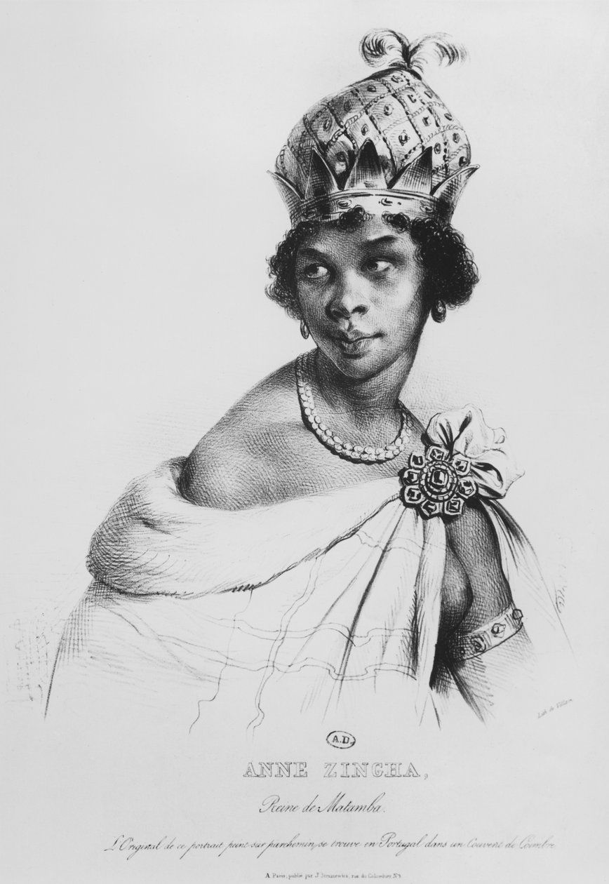 Mangmba女王Ann Zingha，由Fancois le Villain出版，1830年 作者 阿基尔·德维里亚