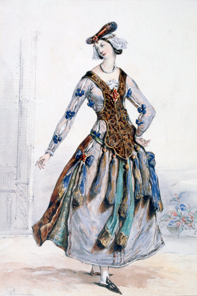 苏菲小姐，歌剧服装设计，c1820-1857 作者 阿基尔·德维里亚