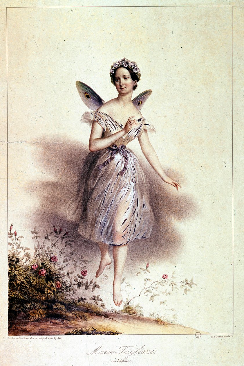Marie Taglioni (1804 - 1884)，芭蕾舞演员，以仙女为代表 - Achille Deveria (1800 - 1857) 插图 作者 阿基尔·德维里亚