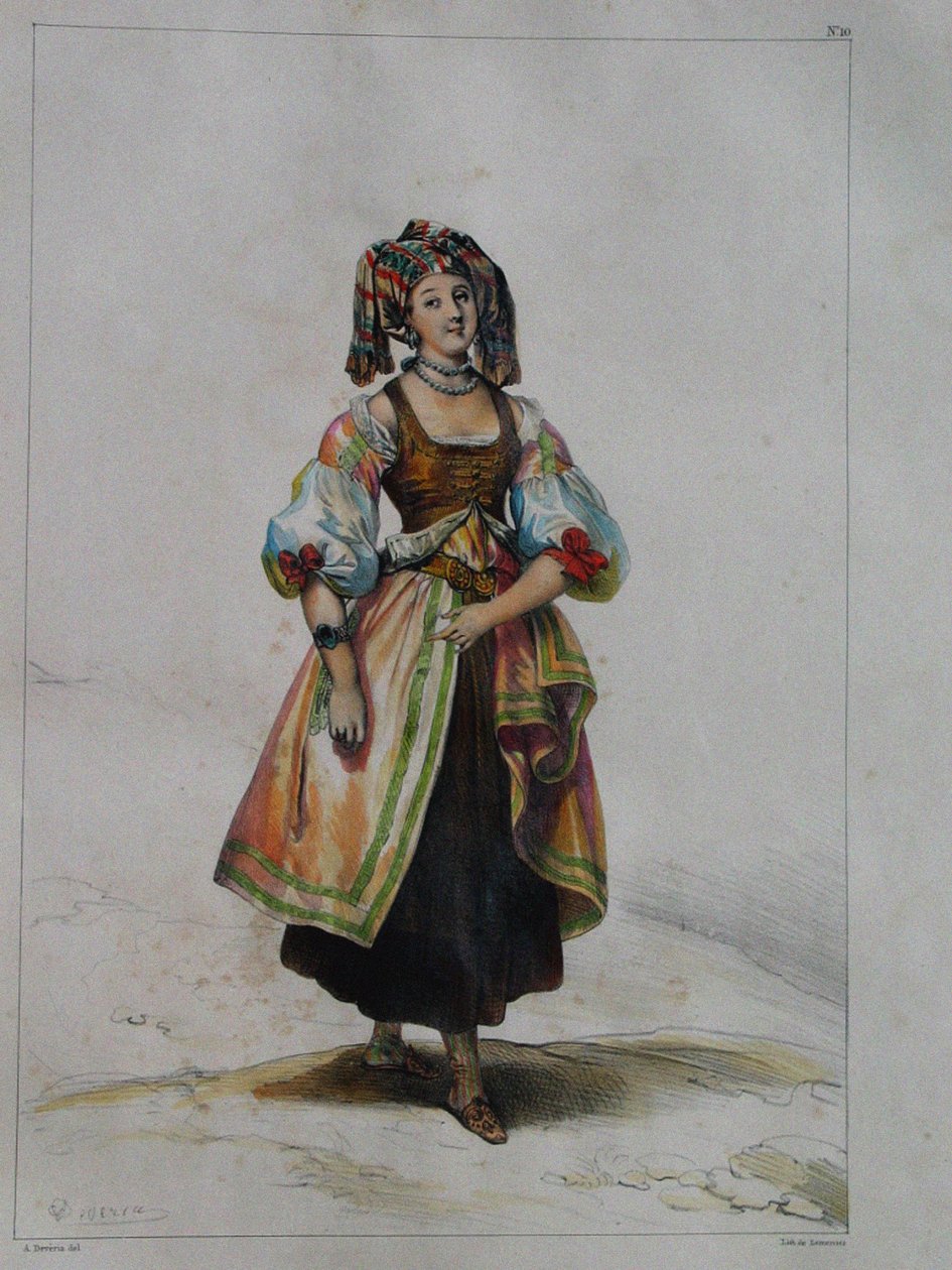 俄罗斯穿裙子的女人c。 1843年 作者 阿基尔·德维里亚