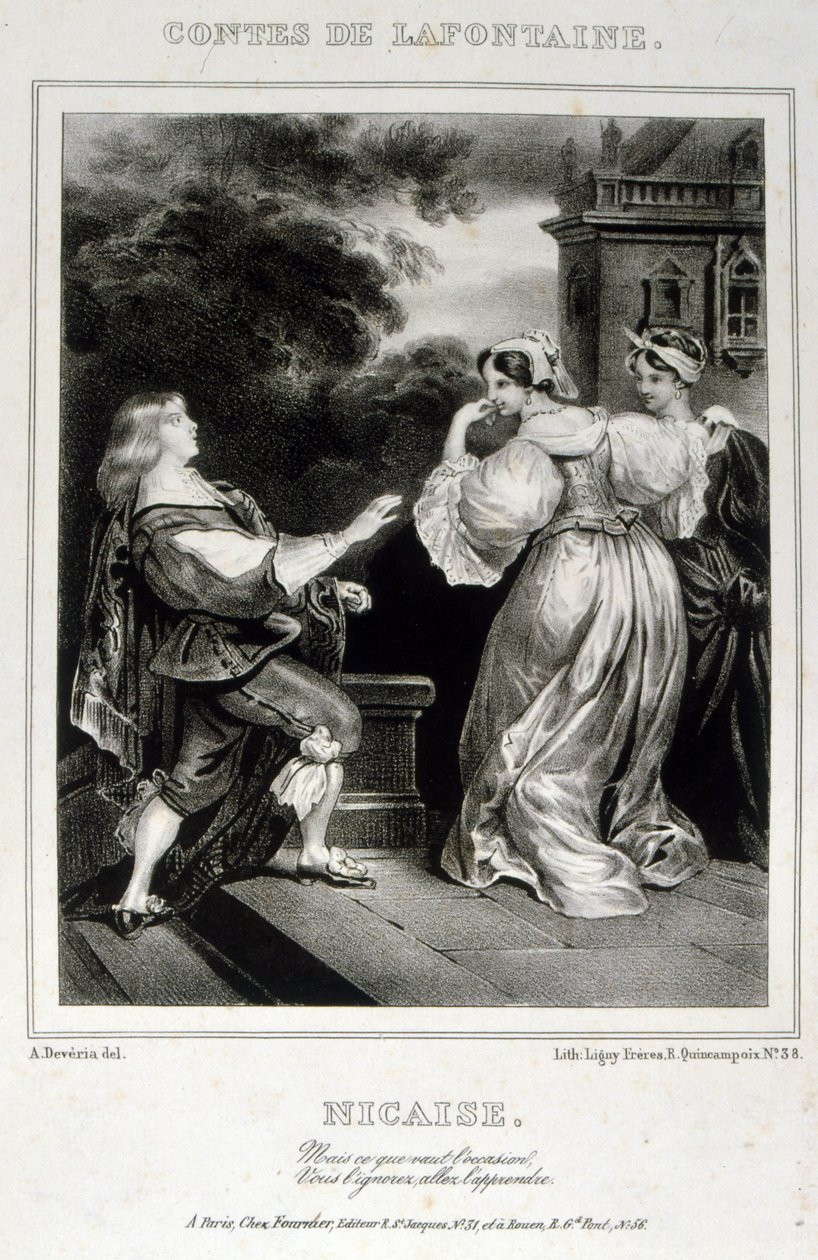 摘自《拉封丹的故事》中的 "Nicaise "插图 作者 阿基尔·德维里亚