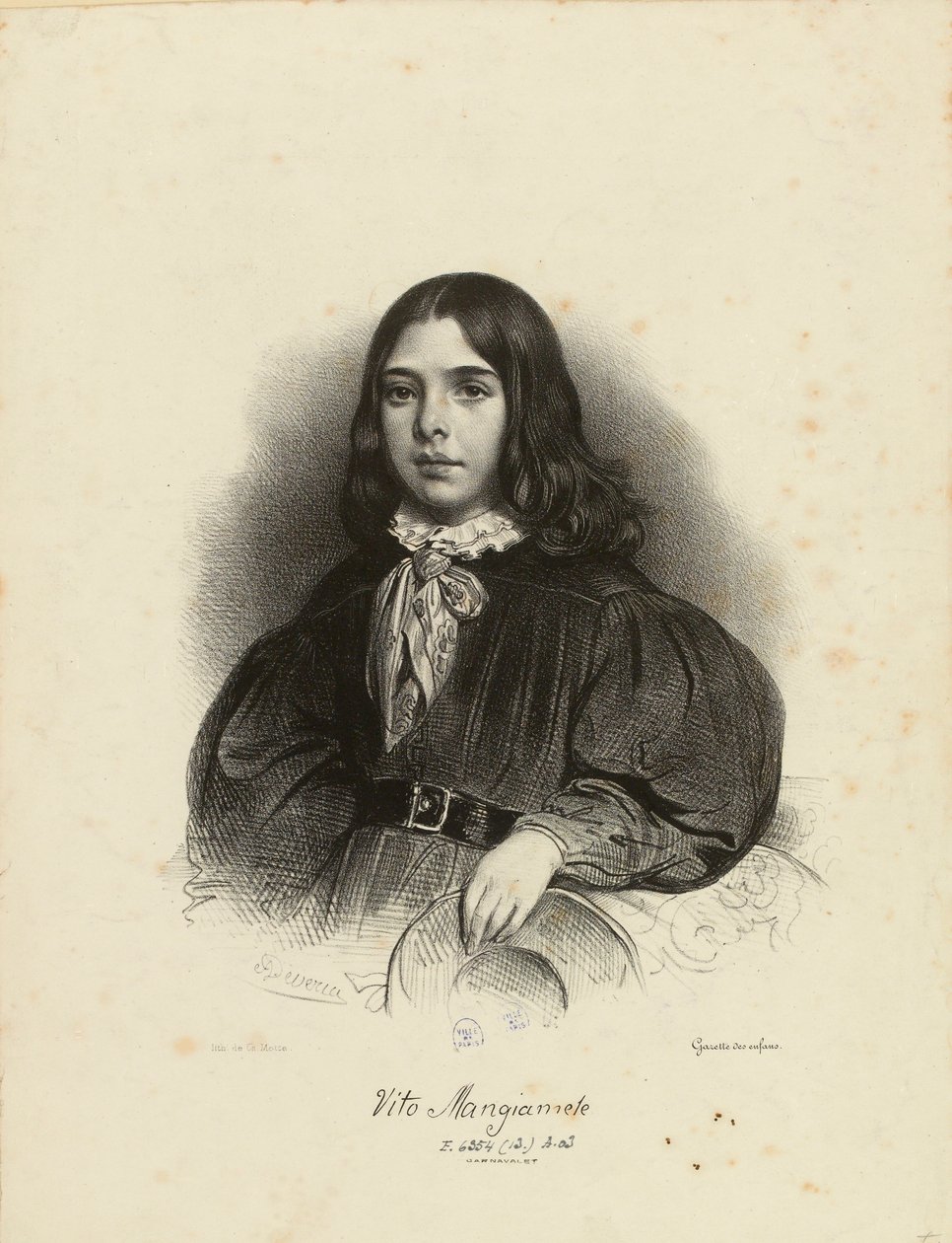 Vito Mangiamele 1827-1897的肖像，1839年。 作者 阿基尔·德维里亚