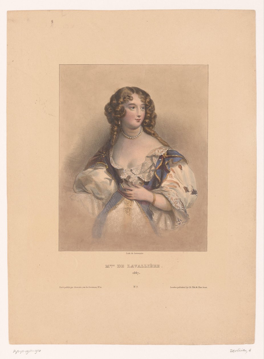 路易丝-德-拉瓦利耶尔的便帽
M.elle de Lavallière，1667 年（标题在实物上） 作者 阿基尔·德维里亚