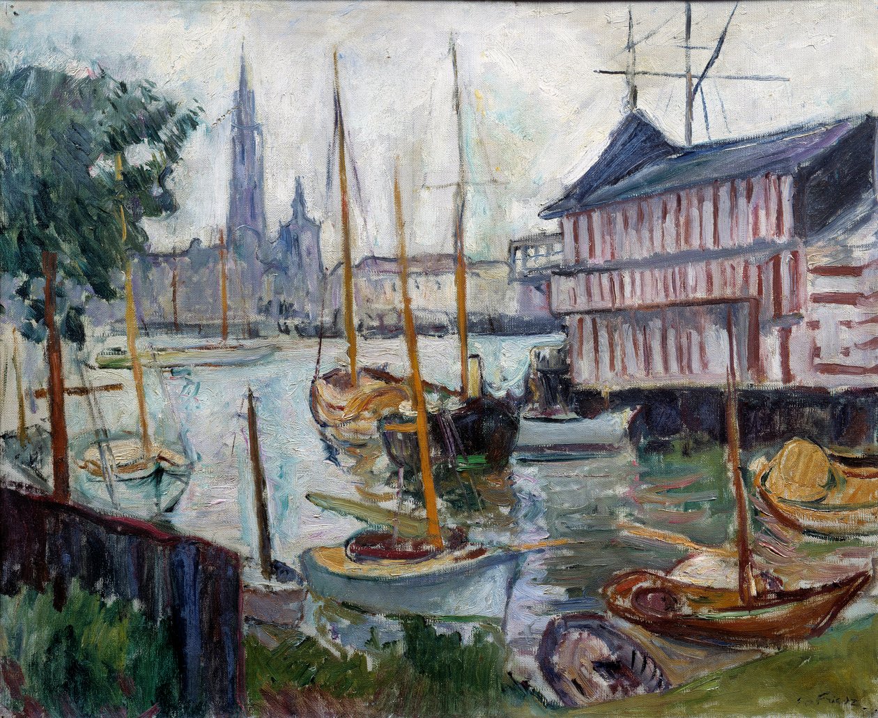 有渔船的池塘 阿奇尔-埃米尔（Achille-Emile）的画作 Othon Friesz（1879-1949） 20 世纪 勒阿弗尔，美术博物馆 作者 阿喀琉斯·埃米尔·奥顿·弗里斯